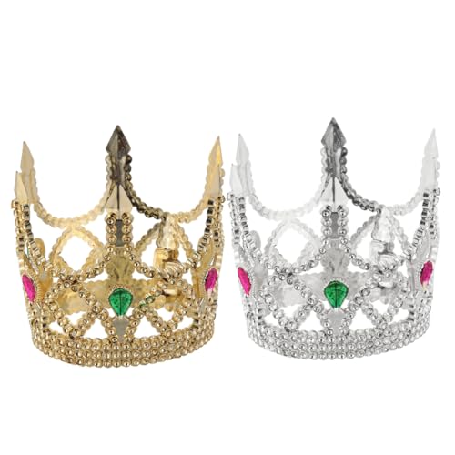 GARIOUANS 2 Stück Teiliges Halloween Kronen Silber und Gold Kunststoff Königskrone Partydeko Eleganter Kopfschmuck für Kostümfest Fasching und Karneval von GARIOUANS