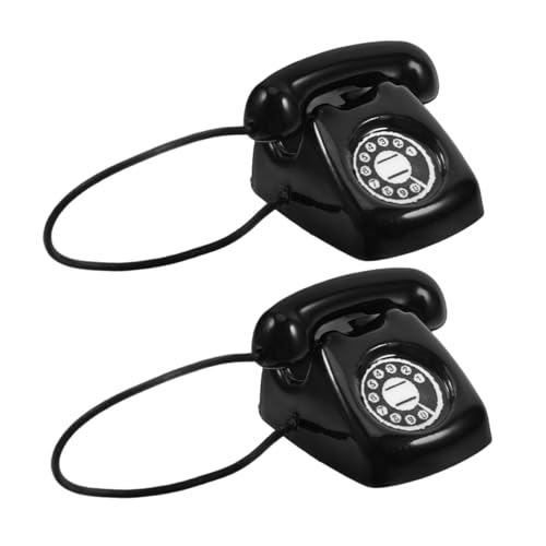GARIOUANS 2 Stück Teiliges Miniatur Retro Telefon Modell aus Legiertem Detailgetreue Vintage Telefon Deko für Puppenhaus Zubehör Ästhetisches Miniatur Dekor für Sammler und Bastler von GARIOUANS