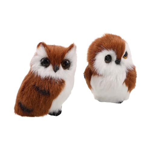 GARIOUANS 2 Stück Teiliges Plüsch Eulen Stofftier Kuscheltier Braun Weiche Tierfigur Kinderzimmer Dekoration Mädchen Jungen von GARIOUANS