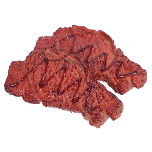 GARIOUANS 2 Stück Teiliges Realistische Steak Modelle Künstliche Lifelike Fake Steaks Aus Kunstmaterial Deko für Küchen Schaufenster Fotografie Requisiten Vielseitig Einsetzbar Braun von GARIOUANS