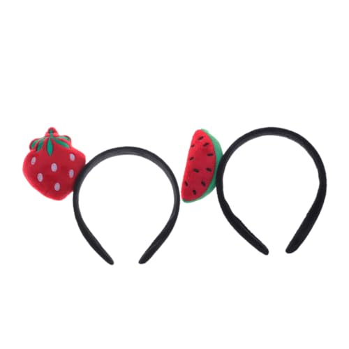 GARIOUANS 2 Stück Teiliges Wassermelone Erdbeere Haarband Lustiges Party Haaraccessoire und Foto Requisite für Mädchen Charmantes Cartoon Stirnband für Geburtstagsfeiern und Mottopartys von GARIOUANS