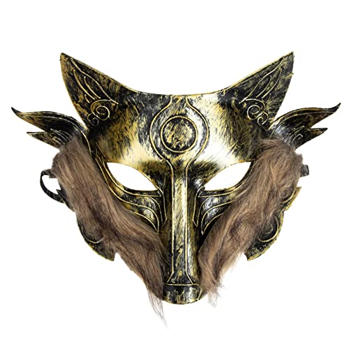 GARIOUANS 2 Stück Wolfsmasken für Halloween Tiermaske mit Fell Kreative Deko für Kostümpartys für Karneval Maskeraden und Tier Themenfeiern Lebensnahe Gestaltung für Erwachsene von GARIOUANS