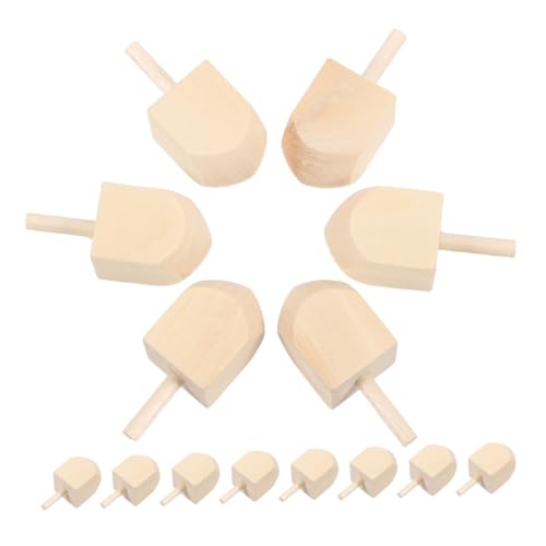GARIOUANS 20 Stück Holz Dreidel zum Selbstgestalten für Hanukkah Unlackierte Naturbelassene Holzspindel mit Griff Höhe Traditionelles Festspielzeug und DIY Bastelset für Erwachsene von GARIOUANS