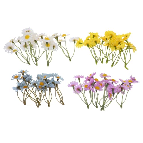 GARIOUANS 20 Stück Mini Künstliche Teiliges Faux Blumenstrauß Seide für Tischdeko Hochzeiten und Bastelarbeiten Lifelike Simulation mit Stielen Weiß Gelb Blau und Lila von GARIOUANS