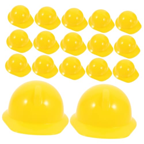 GARIOUANS 20 Stück Sicherheitshelme Puppenhelm Bauarbeiter Helm Miniatur Schutzhelm Dekoration für Haustiere und Kuchenfiguren Gelb von GARIOUANS