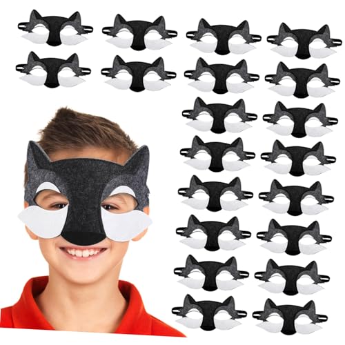 GARIOUANS 20 Stück Teiliges Wolfsmaske Halbgesichtsmaske aus Filz Leichte für Cosplay und Verkleidung Elastisch Hautfreundlich Geeignet für Mädchen und Jungen von GARIOUANS