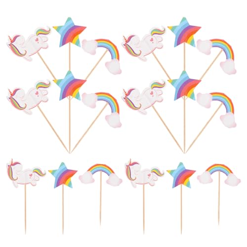 GARIOUANS 24 Stück Kuchendekorations-Picks Kuchen Zubehör Mädchen Geburtstagdekorationen neuartige Kuchenpicks Cartoon-Muffin-Kuchenaufsatz Party Cupcake Topper Cartoon Cupcake Topper Bambus von GARIOUANS
