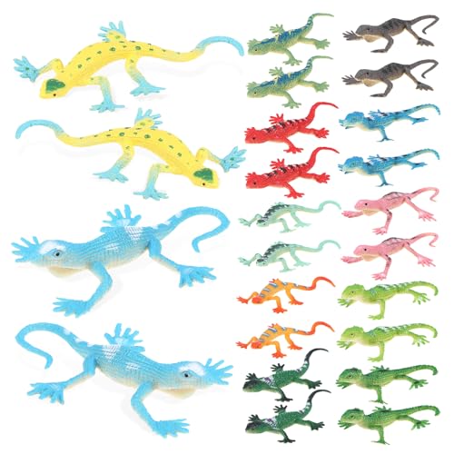 GARIOUANS 24 Stück Teiliges Dehnbare Klebrige Eidechsen spielzeugmodelle aus PVC Realistische Tierfiguren für Kindergeburtstag Mitgebsel Partyfüllung Vielseitig Verwendbar Gemischt von GARIOUANS