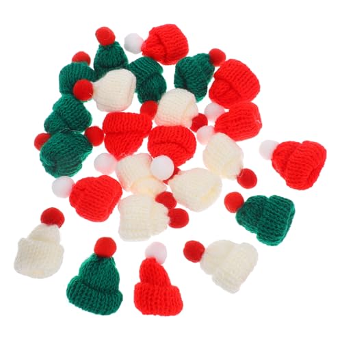 GARIOUANS 24 Stück Teiliges Mini Strick Weihnachtsmützen aus Weichem Garn Bunte Mini Wollmützen für DIY Weihnachtsdeko Puppen Flaschen und Bastelverzierungen Hautfreundlich und Festlich von GARIOUANS