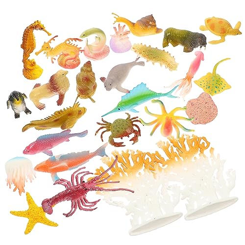 GARIOUANS 26 Stück Meerestiermodell Ocean Animal Toy Ozeantier Figur simulierte Tiermodelle Ozeantiere Figuren Modelle von Meerestieren Mini-Meerestierfiguren für Meerestiere PVC von GARIOUANS