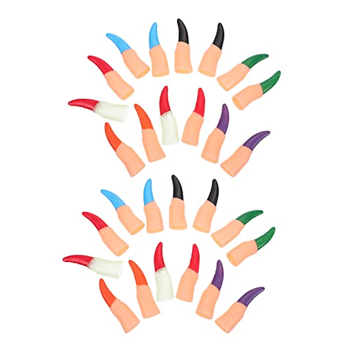 GARIOUANS 28 Stück Hexen Faltnägel Marsianer Hexenfinger Gruselige Halloween Requisiten Künstliche Nagelkunst Spitze Halloween Fingerabdeckungen Halloween Horror Requisiten Rosa von GARIOUANS