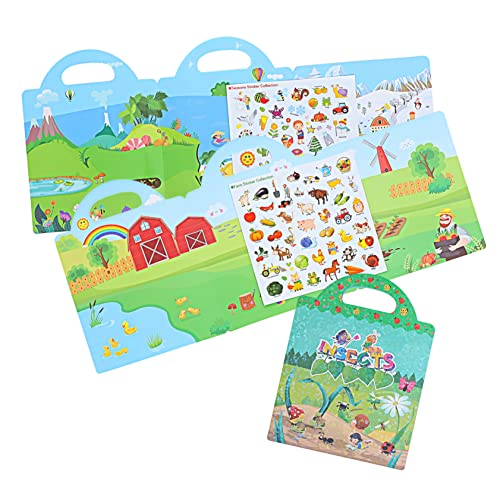 GARIOUANS 3 Sätze Stickerbuch Teiliges DIY Aufkleberbuch für Kleinkinder Wiederverwendbare Aufkleber mit Bunten Motiven für Fenster Wände und Mehr Kreatives Lernspielzeug für Jungen von GARIOUANS