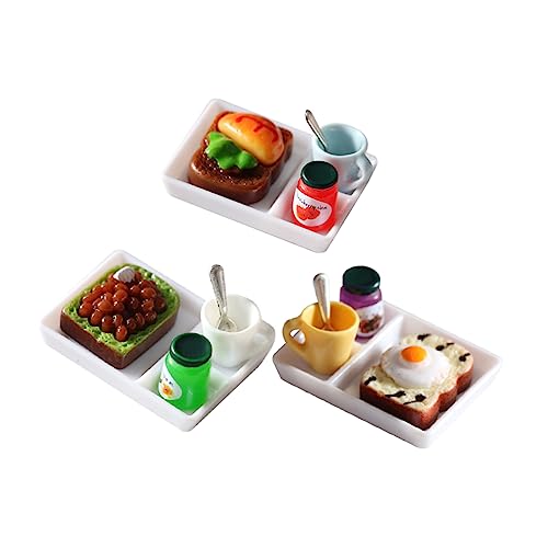 GARIOUANS 3sätze Miniatur Lebensmittel Mit Dessert-Modellen Für Puppenhaus-Dekoration Kreatives Und Realistische Miniatur-szenen Inklusive Toast Burger Und Matcha-Brot von GARIOUANS