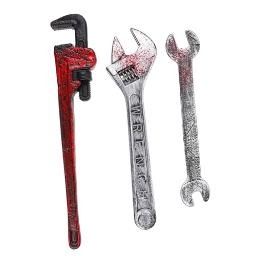 GARIOUANS 3 Stück Falsche Schraubenschlüsselrequisiten Halloween-Requisitenwerkzeuge Halloween -Party Fake Wrach Requent Cosplay Schraubenschlüssel Plastik von GARIOUANS