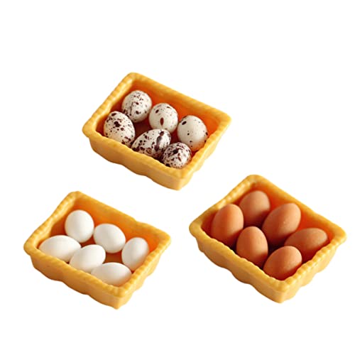 GARIOUANS 3 Stück Mini verpackte Eier Puppe winzig miniature food Dekorative Eier Niedliche Eiermodelle Kreative Dekoration Handgemachte Miniaturen Mini House Prop Mini-Ei- Harz von GARIOUANS