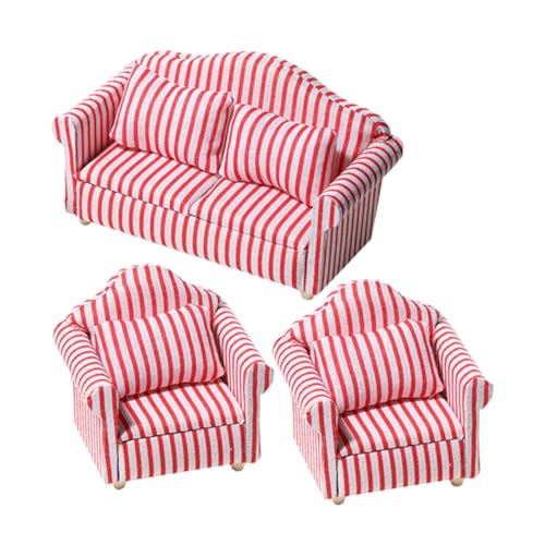 GARIOUANS 3 Stück Miniatur Sofa Set Teilig Rote und Weiße Streifen Möbel Modell für Puppenstube Kinderzimmer Dekoration Langlebig und Realistisch für Rollenspiele und Kreative Gestaltung GARIOUANS 3 Stück Miniatur Sofa Set Teilig Rote und Weiße Streifen Möbel Modell für Puppenstube Kinderzimmer Dekoration Langlebig und Realistisch für Rollenspiele und Kreative Gestaltung von GARIOUANS