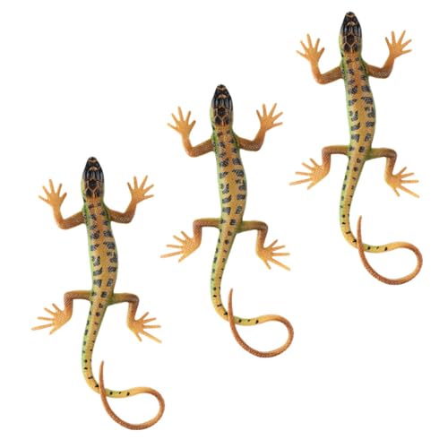 GARIOUANS 3 Stück Teiliges Eidechsenfiguren Realistische Reptil Simulation Kunststoff Langlebig Lebensechte Haltung und Farben Vielseitige Deko für Garten Schreibtisch und Partyspaß von GARIOUANS