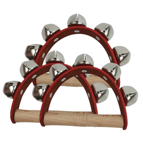 GARIOUANS 3 Stück Teiliges Festival Tambourin Halbmond Handglocken für Musikinstrument Rhythmus und Koordination für Partys und Spiele von GARIOUANS