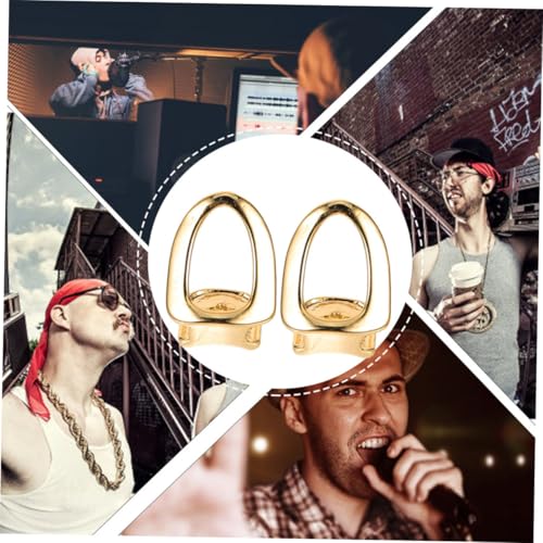 GARIOUANS 3 Stück Teiliges Hip hop Zahn Kupfer Einzelne Goldfarbene Zahnkappen Realistisches Design Bequeme Passform Sicherer Sitz als Rapper Teeth Accessories und Mouth Grills für Partys von GARIOUANS