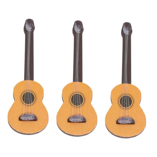 GARIOUANS 3 Stück Teiliges Miniatur Gitarrenmodell aus Holz Detailgetreues Instrumenten Dekor Realistische Mikro Szenerie für Schreibtisch und Puppenhaus Mini Dekoration für Musikliebhaber von GARIOUANS