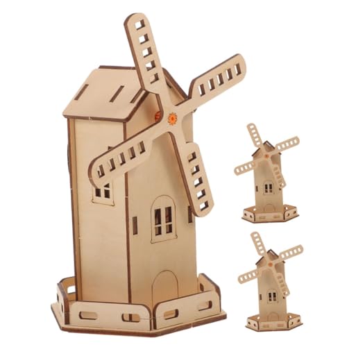 GARIOUANS 3 Stück Teiliges Solar Windrad Bausatz Holzspielzeug für Stem Lernset mit DIY Windmühle und Hausmodell Solarbetriebenes Pädagogisches Bastelset für Wissenschaft und Technik von GARIOUANS
