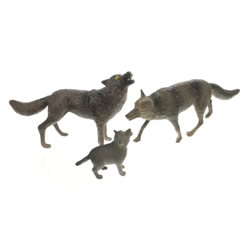 GARIOUANS 3 Stück Teiliges Wolf Modellset aus Kunststoff Realistische Wildtier Figuren Detailgetreue Tierornamente für Wohn Gartendekoration Langlebige Kunststoff Figuren als oder von GARIOUANS
