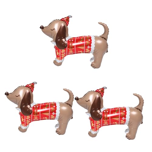 GARIOUANS 3 Stück Weihnachtsballons Sausage Dog aus Aluminiumfolie Cartoon Hundemotiv Wiederverwendbar Schnelle Befüllung für Hunde-geburtstag Shower Haustier-party-dekoration von GARIOUANS