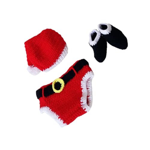 GARIOUANS 3 Stücke Fotografie Anzug Neugeborenen Beanies Plüsch Junge Hundert Tage Kleidung Weihnachten Kindergarten Kleid Foto Requisiten Party Weiche Hut Stricken Kapuze Häkeln von GARIOUANS