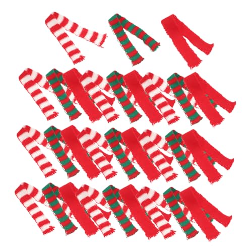 GARIOUANS 30 Stück Teiliges Mini Gestrickte Weihnachtsschals aus Wollgarn Langlebige Dekorative Mini Schals in Rot Weiß Grün für DIY Basteln Puppen Party Dekoration und Festliche von GARIOUANS