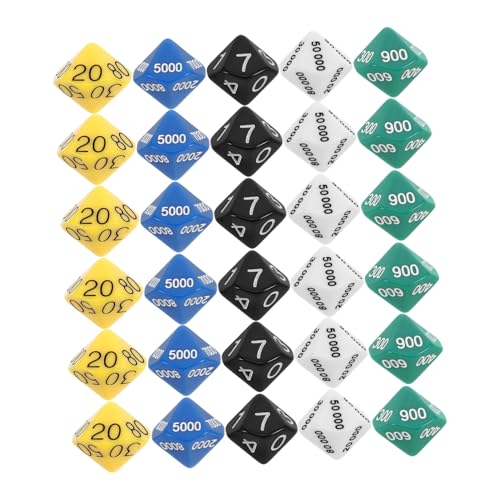 GARIOUANS 30 Stück Teiliges Polyedrisches Würfelset Kunststoff Würfel Vielseitiges Brettspiel Zubehör Zahlensystem Würfel für Lernspiele und Partyspaß von GARIOUANS