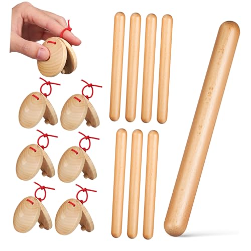 GARIOUANS 4 Paare Holz Rhythmussticks und Hand Finger Kastagnetten Glatte Oberfläche Sicher Musikspielzeug für Ab Monaten für Schule und Party Fördert Musikalisches Interesse GARIOUANS 4 Paare Holz Rhythmussticks und Hand Finger Kastagnetten Glatte Oberfläche Sicher Musikspielzeug für Ab Monaten für Schule und Party Fördert Musikalisches Interesse von GARIOUANS