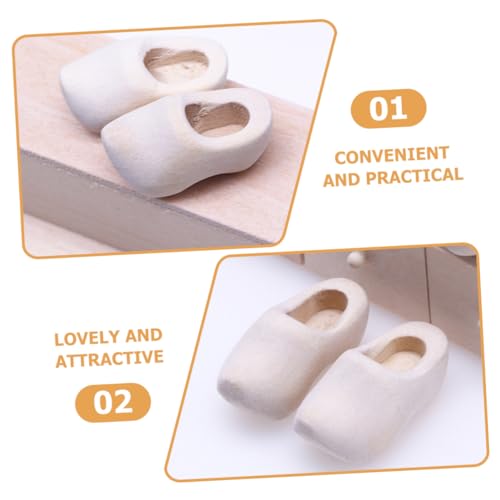 GARIOUANS 4 Paare Mini Holzschuhe Unbemalte Miniatur Holzschuhe für Puppenhaus DIY Bastelset Dekorative Simulation Puppenschuh Ornament Zubehör von GARIOUANS
