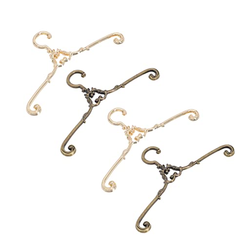 GARIOUANS 4 STÜCKE Teiliges Vintage Mini Puppenkleiderbügel Dekorative Kleine Kleiderbügel für Puppenkleidung Gold und Antikbronze für Puppenhaus und DIY Bastelbedarf von GARIOUANS