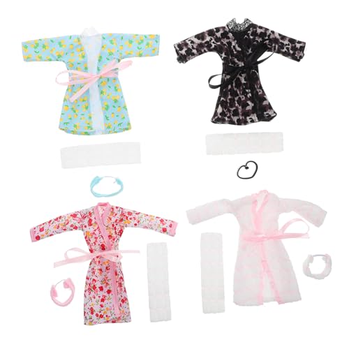 GARIOUANS 4 Sätze Puppenkleidung für Mädchen Puppenbademantel und Stirnband Babypuppen -Spielset Mini-Puppen-Toilettenartikel Puppe verkleiden Sich Kleidung Babypuppen-Nachtwäsche Stoff von GARIOUANS