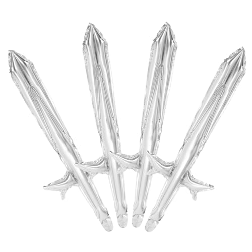 GARIOUANS 4 Stück Aufblasbare Piratenschwerter für Piraten Cosplay Party Zubehör für Halloween Themenpartys Leichtem Aluminiumfolie Einfach Aufzublasen von GARIOUANS