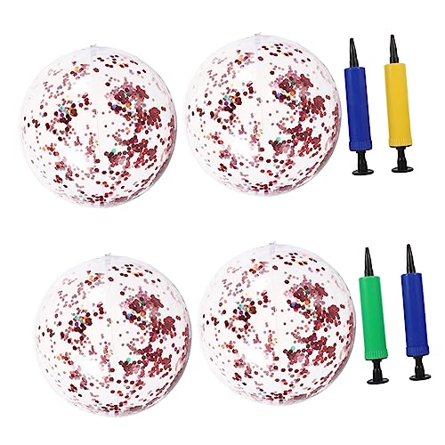 GARIOUANS 4 Stück Aufblasbarer Strandball mit Glitzer Transparente Bälle für Sommer Swimmingpool Gartenpartys und Kinderfeste Luftpumpen für Einfaches Aufblasen GARIOUANS 4 Stück Aufblasbarer Strandball mit Glitzer Transparente Bälle für Sommer Swimmingpool Gartenpartys und Kinderfeste Luftpumpen für Einfaches Aufblasen von GARIOUANS