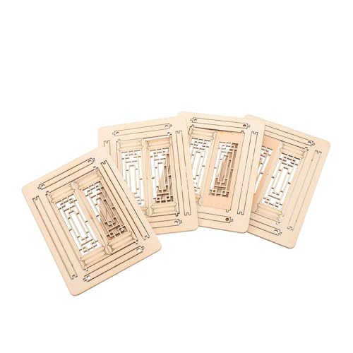 GARIOUANS 4 Stück Fenstergebäudemodell Miniatur-fensterrahmen Mini-gartenbedarf Puppenhaus-holzrahmen Winzige Puppenhausfenster Mini-Fenster Mini-landschaftsdekor Hölzern Light Brown von GARIOUANS