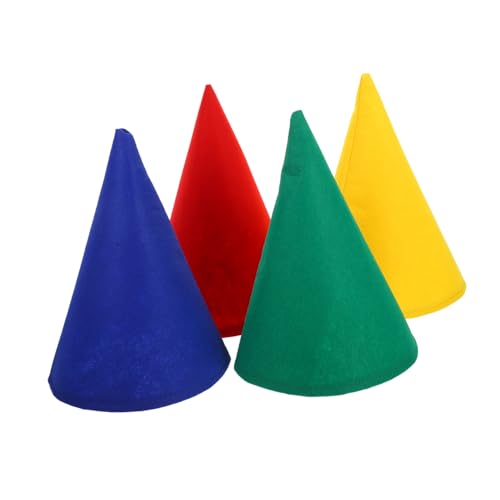 GARIOUANS 4 Stück Filz Hüte für Erwachsene Weiche Bunte Partyhüte in Rot Gelb Grün Blau Lustige Verkleidung für Halloween Weihnachten Geburtstagsfeiern und Cosplay Leichte Gnom von GARIOUANS