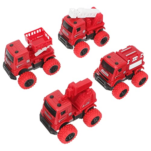 GARIOUANS 4 Stück Friction Powered Feuerwehrfahrzeug Set Teiliges Modellspielzeug für Kleine Hände Fördert die Motorik und Bietet Kreatives Spielvergnügen von GARIOUANS