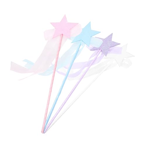 GARIOUANS 4 Stück Glitzer Feenstäbe mit Fünf zackigem Stern Bunte Magische Stäbe für Cosplay Party Geburtstagsdeko Leicht und Bequem zu Halten Geschenkidee für Mädchen von GARIOUANS