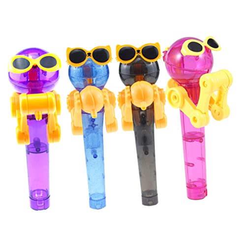 GARIOUANS 4 Stück Kreative Lutscher Roboter Spielzeuge Tragbarer Lollipop Halter für Niedliche Dinosaurierdesigns Partys und Sicheres Material und Leicht zu Reinigen von GARIOUANS