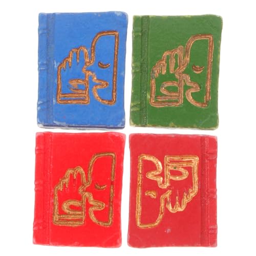 GARIOUANS 4 Stück Mini Buch Ornamente Miniaturbücher Miniaturen Puppenhausbücher Bemalbare DIY Minibücher Minibücher Miniatur Dinge Mini Puppenhausbücher Winzige Bücher von GARIOUANS