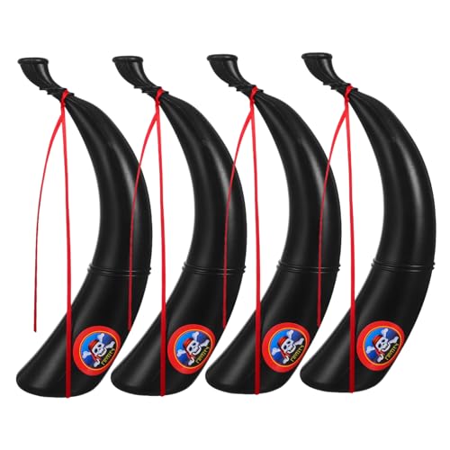 GARIOUANS 4 Stück Piratenhorn aus Kunststoff Halloween Party Horn Requisite für Rollenspiele Bühne Kostümfest Kindergeburtstag Cosplay Zubehör von GARIOUANS