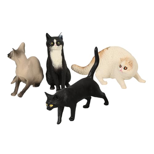 GARIOUANS 4 Stück Realistische Kleine Katzenfigur aus Langlebigem Kunststoff Detailreiche Katzenmodelle für Dekoration und Lernspielzeug Lebensechte Katzenstatue mit Lebhaften Farben für von GARIOUANS