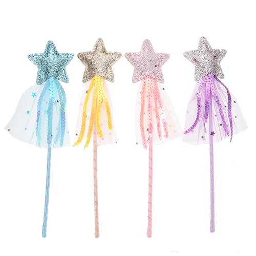 GARIOUANS 4 Stück Teiliges Bunter Magische Stäbe für Handgefertigte Wands in Blau Gold und Rosa für Verkleidungspartys Geburtstage Bühnenauftritte Halloween kostüme und Kreatives Basteln von GARIOUANS