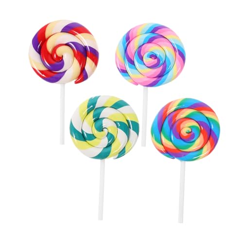 GARIOUANS 4 Stück Teiliges Große Realistische Polymer Lutscher in Bunten Farben Kreative Foto Requisiten und Party Dekorationen Langlebige Süße Candy Charms für Spiel und Fest von GARIOUANS