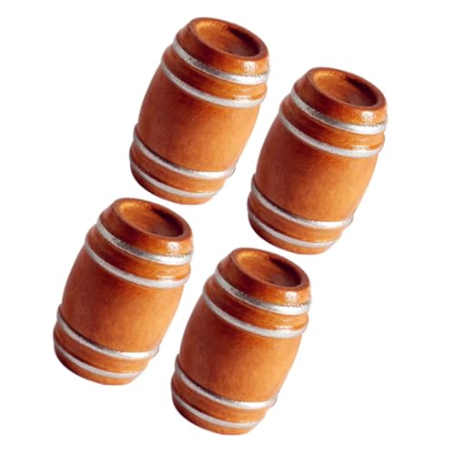 GARIOUANS 4 Stück Teiliges Mini Holzfass Vielseitige Miniatur Dekoration und Puppenhaus Zubehör Langlebige Handgefertigte Holzfässer für Fotorequisiten und Sammler Ab Jahren von GARIOUANS