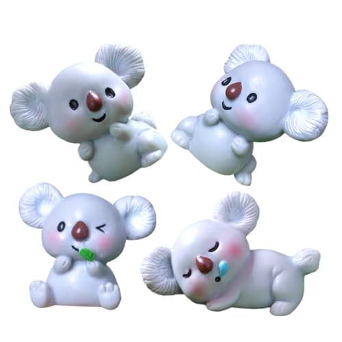 GARIOUANS 4 Stück Teiliges Mini Koala Figuren aus Langlebigem Resin Detailreiche Kleine Tierstatuen für Micro Landschaft Tischdeko und Geburtstagsdekoration Niedliche Koala Miniatur von GARIOUANS