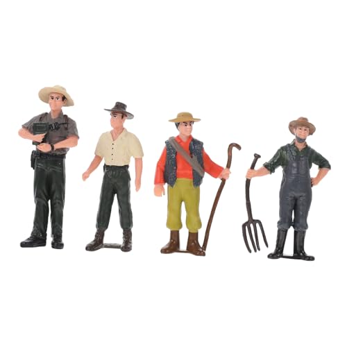 GARIOUANS 4 Stück Teiliges Miniatur Farmarbeiter Figuren Realistische Bauernhof Modell Ornamente Detailreiche Farmworker Figuren für Mikrolandschaften und Dekoration von GARIOUANS