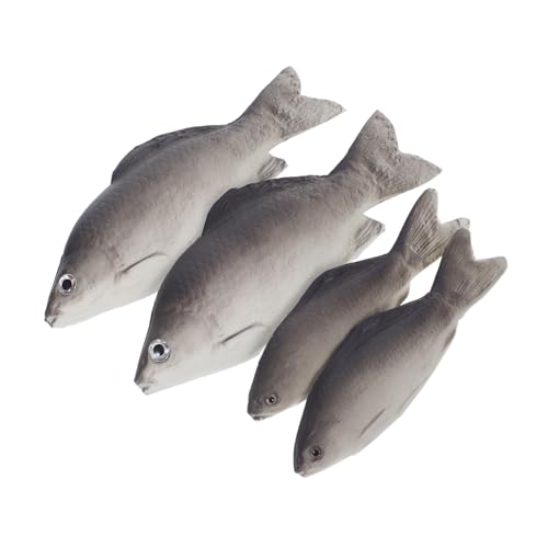 GARIOUANS 4 Stück Teiliges PU Fisch Deko Realistische Künstliche Fischmodelle für Food Fotografie und Küchendekoration Lebensechte Nachbildung von Karpfen und Barsch für Kreative von GARIOUANS